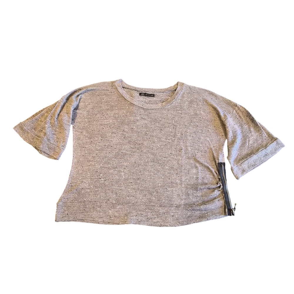 Jet by John Eshaya Grey Knit Side Zip Boxy Top One Size OS